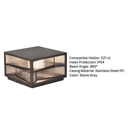 YETPLUS GATE LAMP B0166 300 E27 STONE GREY 30CM