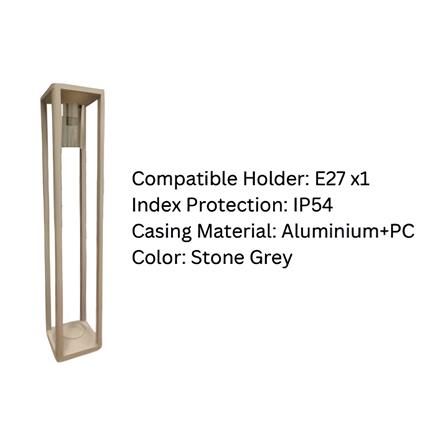 YETPLUS BOLLARD BL3307 H80 E27 STONE GREY 80CM