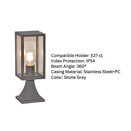 YETPLUS GATE LAMP G3309 H335 E27 STONE GREY