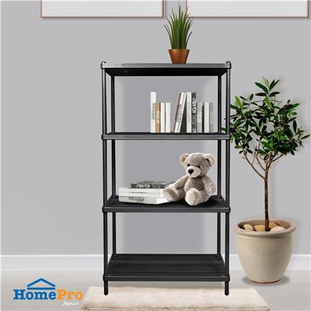 4-TIER SHELVING UNIT FURDINI MESH GRID 90CM BLACK