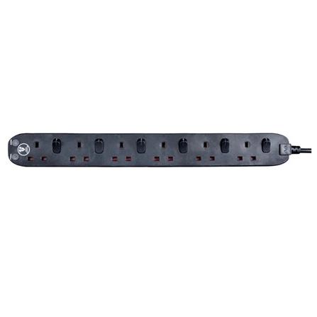 MASTERPLUG 6G2M WITH SURGE & INDIVIDUAL POWER LED MATTE BLACK