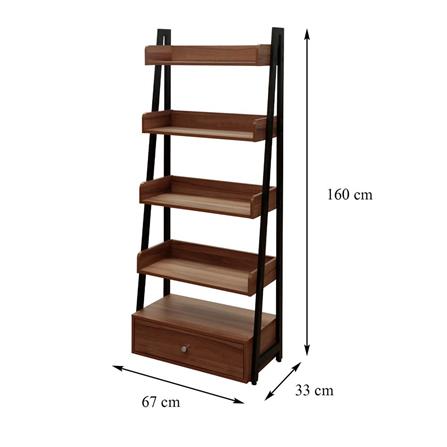 5-TIER SHELVING UNIT WITH 1 DRAWER FURIDINI GEPPER 67CM WALNUT [EXCLUSIVE FROM HOMEPRO THAILAND]