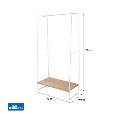 CLOTH RACK WITH 1 SHELF 79X40X150CM PLIM WHITE