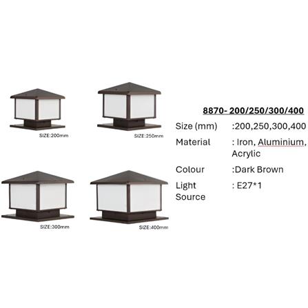 PRE-ORDER BRIGHT OBJECTIVES GATE LAMP 8870 200MM E27 DARK BROWN