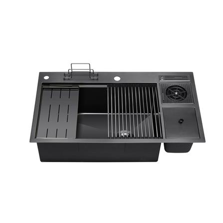 SORENTO BUILT-IN KITCHEN HONEYCOMB MULTIFUNCTIONAL SINK SRTKS8835-BL 88CM 1BOWL BLACK STAINLESS STEEL 304 WITH PULL OUT MIXER TAP