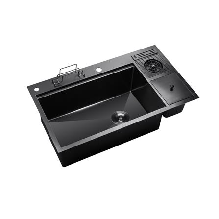 SORENTO BUILT-IN KITCHEN HONEYCOMB MULTIFUNCTIONAL SINK SRTKS8835-BL 88CM 1BOWL BLACK STAINLESS STEEL 304 WITH PULL OUT MIXER TAP