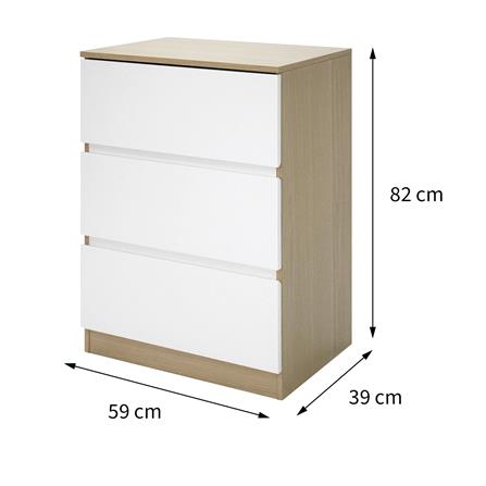 CHEST OF 3 DRAWERS FURDINI PROGRET 59CM OAK/WHITE