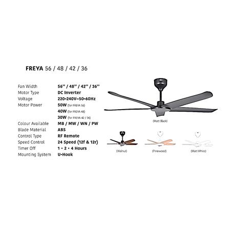 FIERO CEILING FAN FREYA 56 INCH 5 BLADE WALNUT