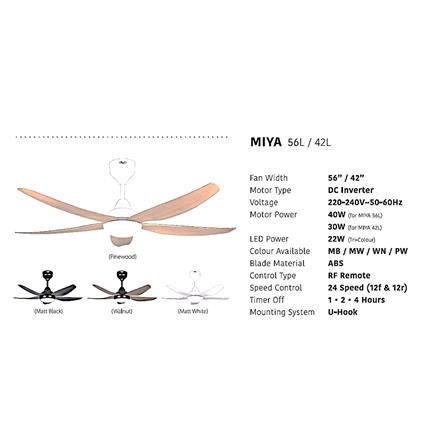 FIERO CEILING FAN MIYA LED 56 INCH 5 BLADE MATTE WHITE