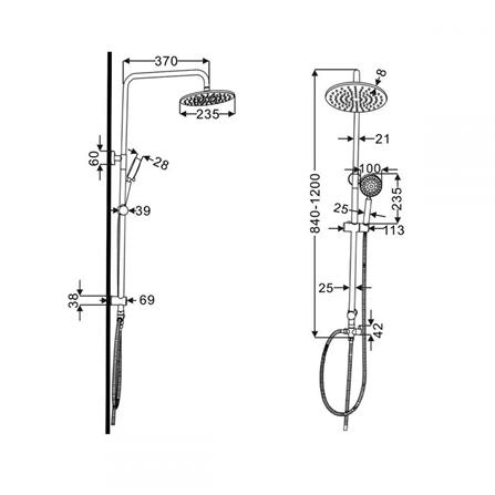 RASLAND RAIN SHOWER RA F611-31313 STAINLESS STEEL