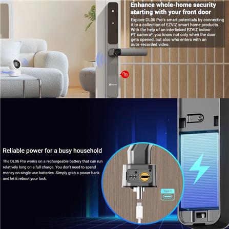 EZVIZ SMART DIGITAL GATE LOCK DUAL-SIDED WIFI FINGERPRINT DL06 PRO