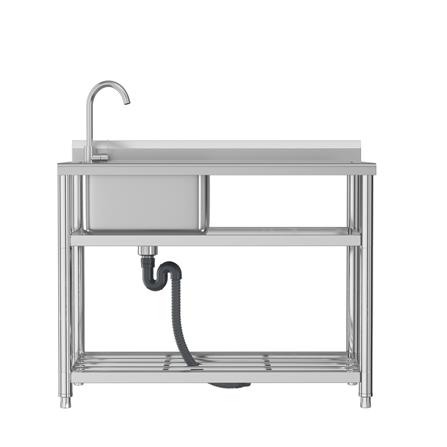 YS STANDING SINK 1BOWL 1DRAIN WITH SPLASH BACK STAINLESS STEEL 304 BOWL 110CM