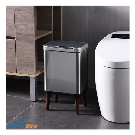SMART DUSTBIN WITH WOOD LEGS ACCO 9L SILVER [EXCLUSIVE FROM HOMEPRO THAILAND]