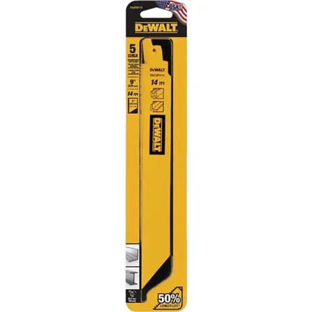 DEWALT 9" RECIPROCATING SAW BLADE (HEAVY METAL) [14TPI] 5PCS/PACK DWAR9114