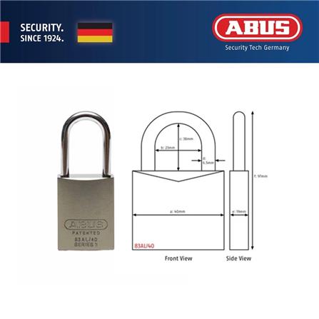 (ONLINE) ABUS 40MM TITALIUM ALUMINIUM PADLOCK WITH 2 KEYS 83AL/40 BRONZE