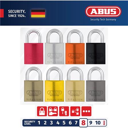 (ONLINE) ABUS 45MM TITALIUM ALUMINIUM PADLOCK WITH 2 KEYS 83AL/45 ORANGE