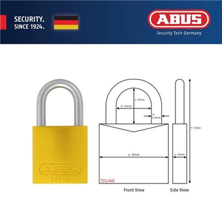 (ONLINE) ABUS 40MM TITALIUM LOVE PADLOCK ALUMINIUM SHACKLE 1 KEY 72LL/40 YELLOW