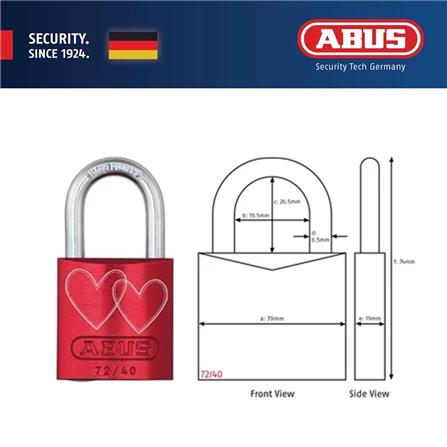 (ONLINE) ABUS 40MM TITALIUM LOVE PADLOCK WITH 2 KEYS 72/40 LOVELOCK 4