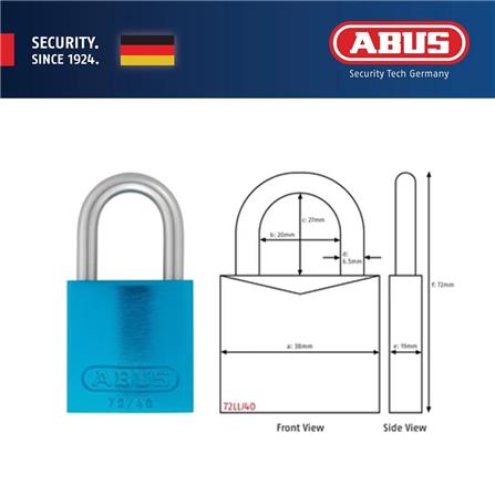 (ONLINE) ABUS 40MM TITALIUM LOVE PADLOCK ALUMINIUM SHACKLE 1 KEY 72LL/40 TURQUOISE