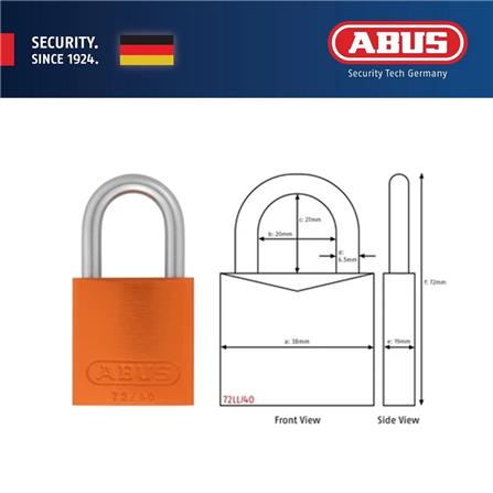 (ONLINE) ABUS 40MM TITALIUM LOVE PADLOCK ALUMINIUM SHACKLE 1 KEY 72LL/40 ORANGE