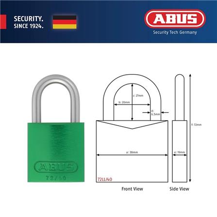 (ONLINE) ABUS 40MM TITALIUM LOVE PADLOCK ALUMINIUM SHACKLE 1 KEY 72LL/40FRESH GREEN