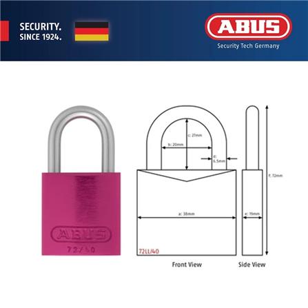 (ONLINE) ABUS 40MM TITALIUM LOVE PADLOCK ALUMINIUM SHACKLE 1 KEY 72LL/40 PINK