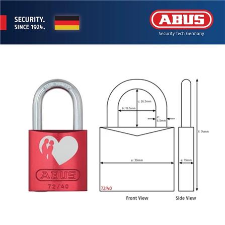 (ONLINE) ABUS 40MM TITALIUM LOVE PADLOCK WITH 2 KEYS 72/40 LOVELOCK 6
