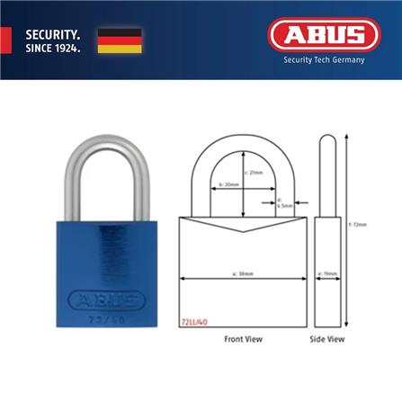 (ONLINE) ABUS 40MM TITALIUM LOVE PADLOCK ALUMINIUM SHACKLE 1 KEY 72LL/40 BLUE