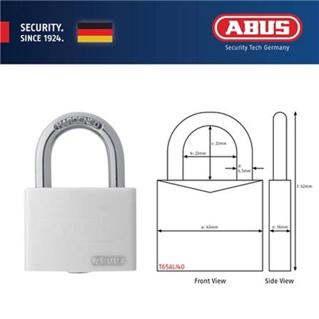 (ONLINE) ABUS 40MM TITALIUM MYLOCK PADLOCK T65AL/40 WHITE