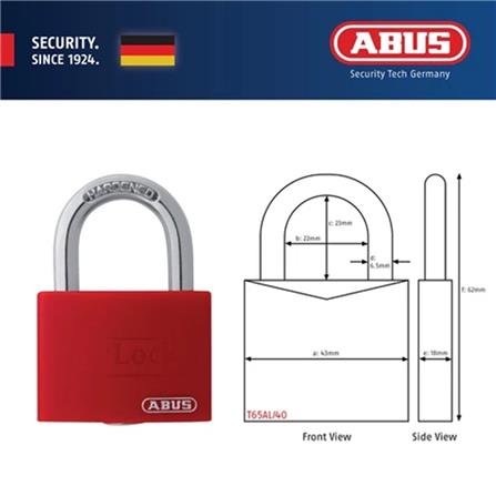 (ONLINE) ABUS 40MM TITALIUM MYLOCK PADLOCK T65AL/40 RED