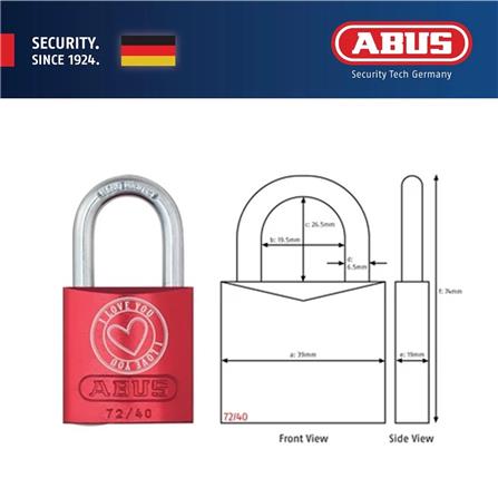 (ONLINE) ABUS 40MM TITALIUM LOVE PADLOCK WITH 2 KEYS 72/40 LOVELOCK 5