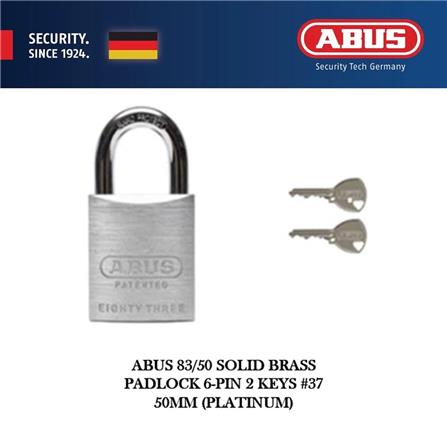(ONLINE) ABUS 50MM PLATINUM SOLID BRASS PADLOCK WITH 2 KEYS 83/50