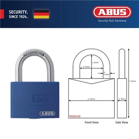(ONLINE) ABUS 40MM TITALIUM MYLOCK PADLOCK T65AL/40 BLUE