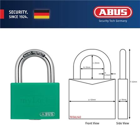 (ONLINE) ABUS 40MM TITALIUM MYLOCK PADLOCK T65AL/40 GREEN