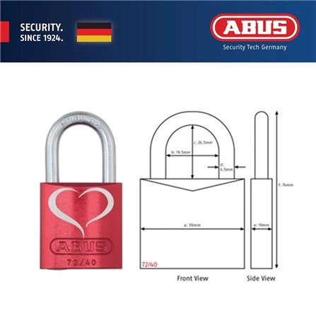 (ONLINE) ABUS 40MM TITALIUM LOVE PADLOCK WITH 2 KEYS 72/40 LOVELOCK 2