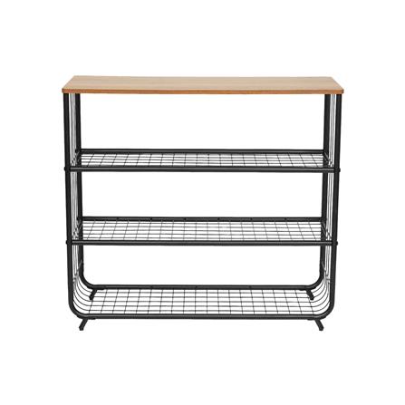 3-TIER SHOE RACK WITH WOODEN TOP STACKO URBAN 75X30X68CM BLACK [EXCLUSIVE FROM HOMEPRO THAILAND]