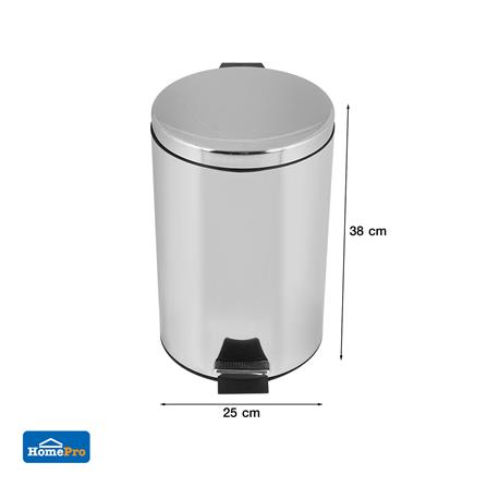 ROUND DUSTBIN PEDAL ACCO SILVEY 12L SILVER