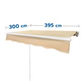RETRACTABLE FABRIC AWNING SUNSHIELD 395X300CM BEIGE [EXCLUSIVE FROM HOMEPRO THAILAND]