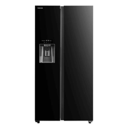 TOSHIBA SIDE BY SIDE REFRIGERATOR GR-RS755WIA-PGY(22) 640L BLACK GLASS