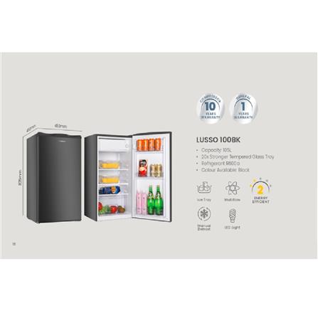 FABER 1 DOOR FRIDGE MINI BAR LUSSO 100BK 105L BLACK