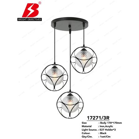 BRIGHT OBJECTIVE PENDANT LAMP 17271/3R 120CM BLACK