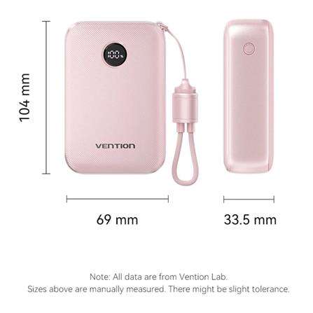 VENTION POWERBANK 20000mAh WITH BUILD-IN USB-C 22.5W PINK FKBP0-C-TY