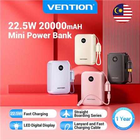 VENTION POWERBANK 20000mAh WITH BUILD-IN USB-C 22.5W PINK FKBP0-C-TY