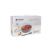 FUKURO ISHI MARBLE DEEP FRY PAN 28CM SET WITH GLASS LID + SILICONE SPATULA