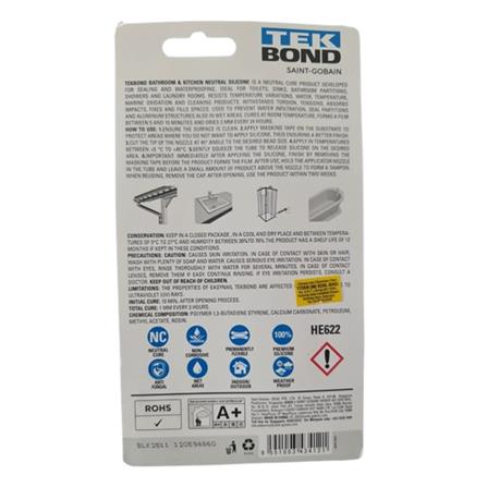 TEKBOND NEUTRAL SEALANT SILICONE BATHROOM & KITCHEN 85ML-WHITE