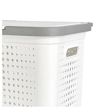 RECTANGULAR LAUNDRY BASKET WITH LID PLIM BUBBLE SIZE L WHITE