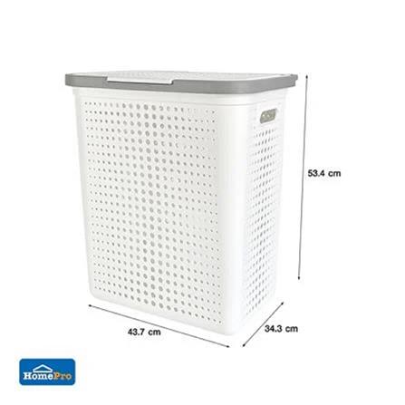 RECTANGULAR LAUNDRY BASKET WITH LID PLIM BUBBLE SIZE L WHITE