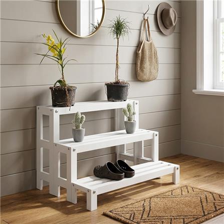 MOJOMORE HEAVY DUTY FLOWER POT RACK GALAXY WHITE 80L X 33H