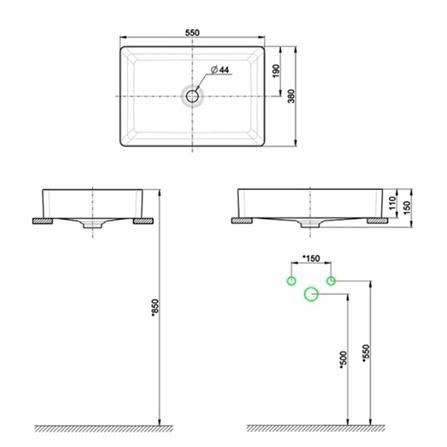 AMERICAN STANDARD ACACIA SUPASLEEK WASHBASIN CCASF412-1000410M0 REC