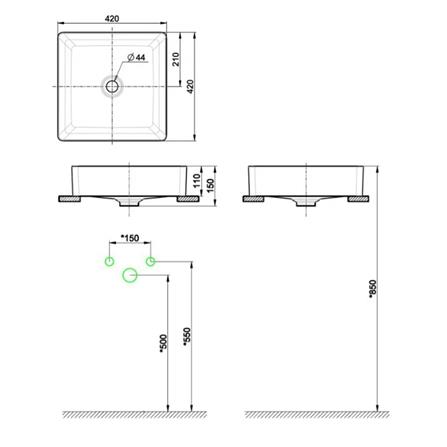 AMERICAN STANDARD ACACIA SUPASLEEK WASHBASIN CCASF411-1000410M0 SQ
